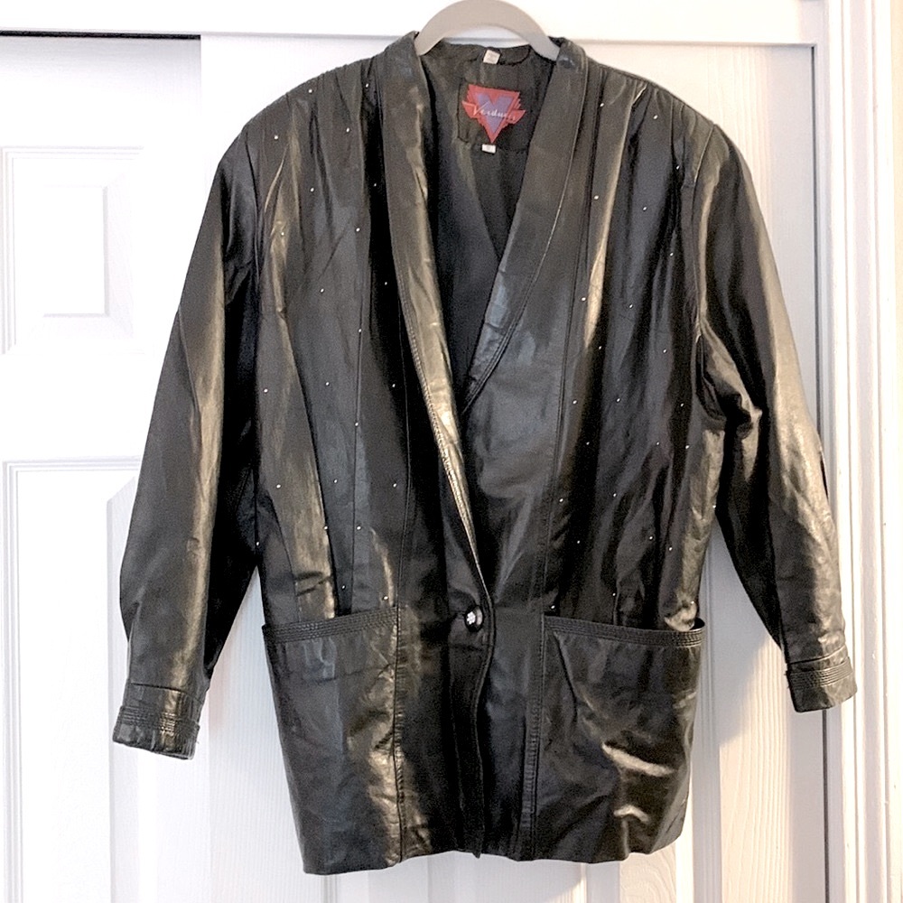 Gorgeous Verducci 100% genuine black leather studded jacket!!